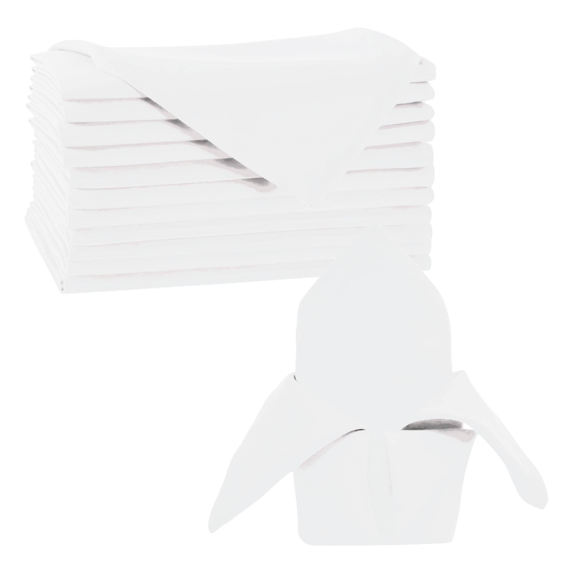 Trimming Shop 20 Inch White Polyester Table Napkins, 50x50cm Square, Reusable, Wrinkle-Resistant Cloth Napkins for Dinner Parties, Events, Weddings, Restaurants & Hotels, 100pcs