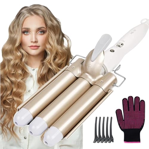 flintronic Hair Curler 3 Barrels Curler Ceramic Curling Iron Wand Hair Wavers with Two Gear Temperature Control 25mm Curling Tongs Crimping Bubble Styling Tool