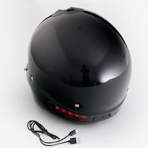 Miniatura 6 de Woljay Casco de cara abierta de cara completa, cascos modulares de motocicleta con luz LED para adultos, unisex, para adultos, scooter, bicicleta de