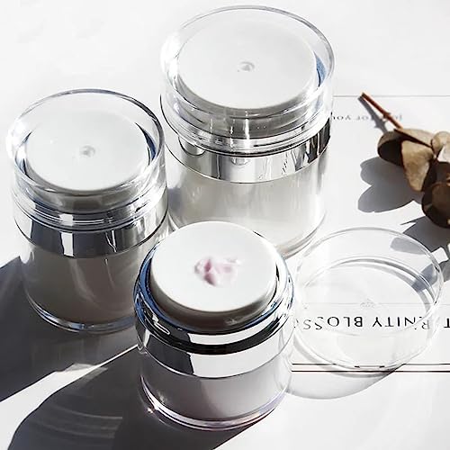 Airless Pump Jar,Cream Jar Vacuum Bottle,Airless Pump Bottle Moisturiser Refillable Empty Bottles Moisturiser Pump Dispenser for Lotions, Makeup, Moisturiser