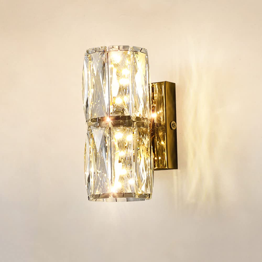Aplique de pared de cristal LED Luz de montaje en pared posmoderna Lámpara de pared para sala de estar, apliques de pared de metal de lujo Accesorios de iluminación para dormitorio Pasillo Lámparas de