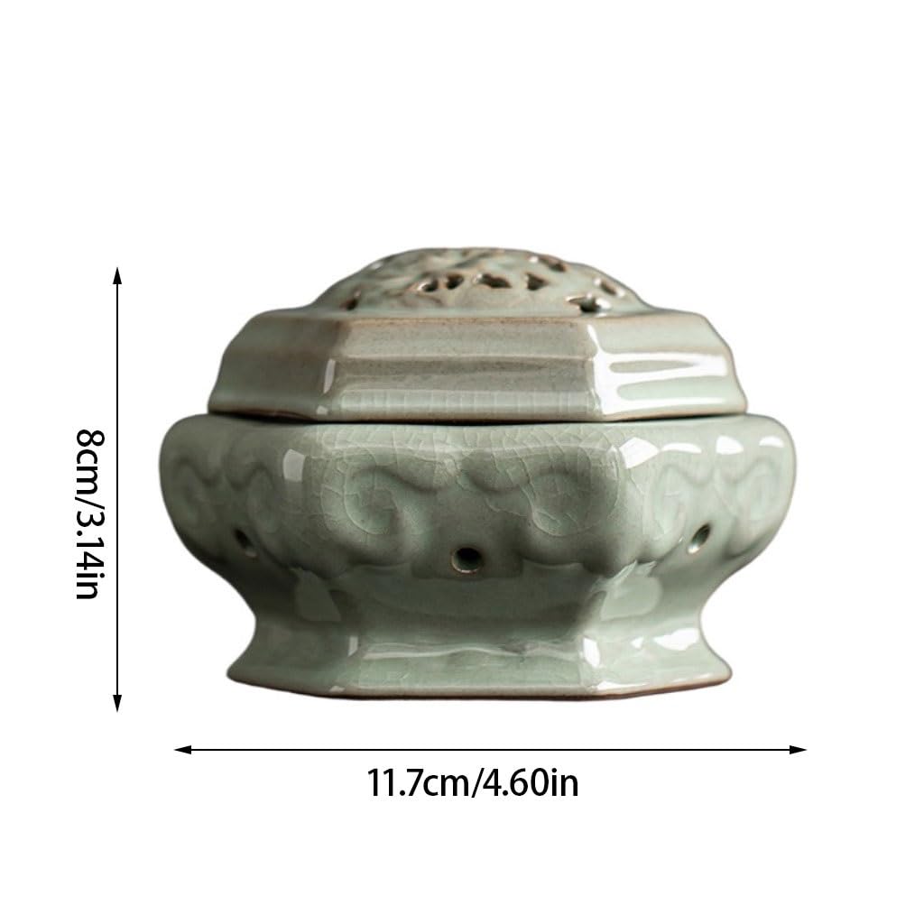 Portaincenso Coni Di Incenso Bruciatore di incenso for interni in ceramica Bruciatore di incenso da tavolo con ornamenti Zen for la casa con coperchio Bruciatore Di Incenso