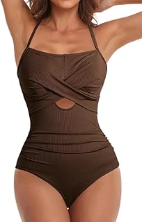 Women's One-Piece Swimsuits Adjustable Strap Cutout Monokini Padded Tummy Control Slimming Swimwear Bathing Suits