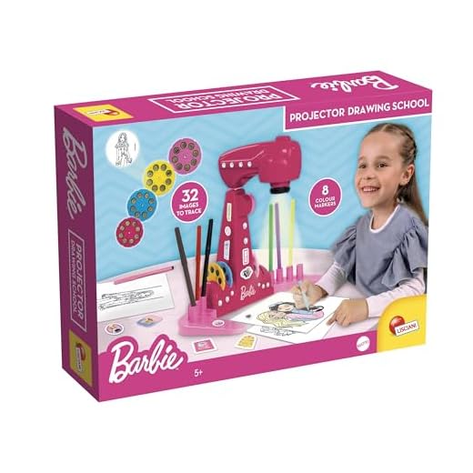Lisciani Giochi Barbie Scuola di Disegno, Proiettore, 4 Dischi, Pennarelli, 16 Fogli, Adesivi, Diamanti, Multicolore, 114078
