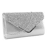 elfishjp Damen Clutch Glitzer Elegant Abendtasche Glänzend Handtasche in Gold, Silber, Pink