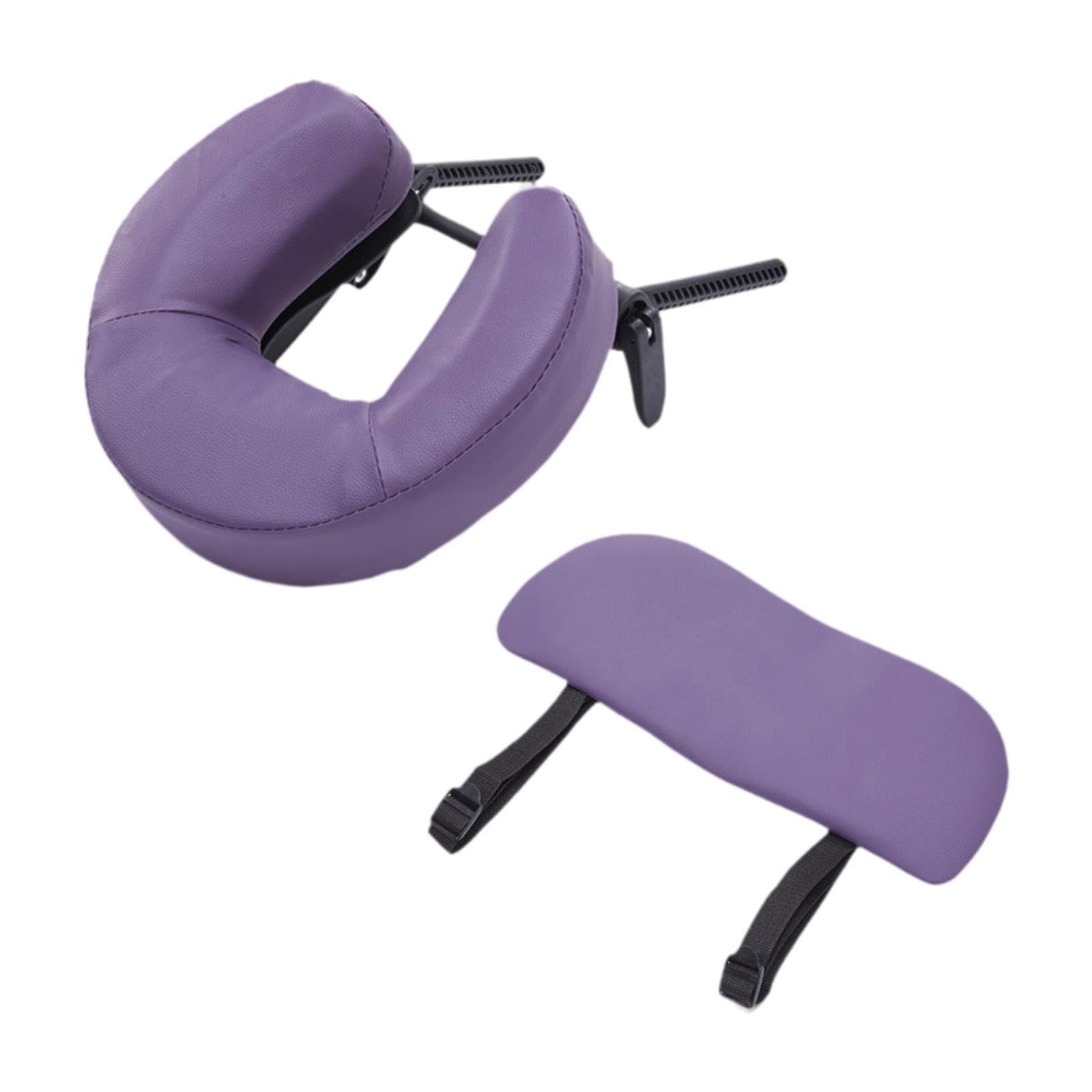 Gesichtsauflage Kopfstütze Massagezubehör U Kissen Halterungssystem mit Ergonomischem Design Und Abnehmbarer Armablage für Komfort für zu H, Lila