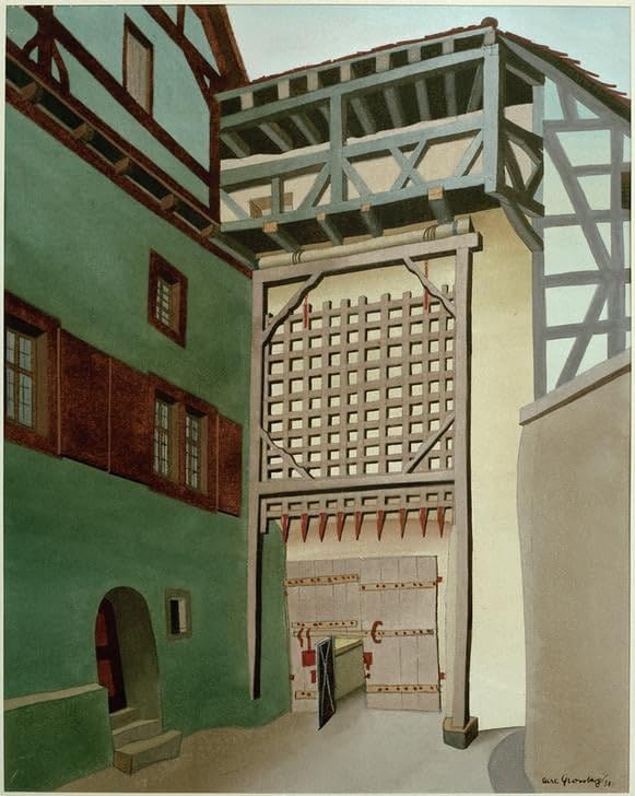 Impression d'art mural Porte du château de Harburg Carl Grossberg tableau décoration chambre 60x90