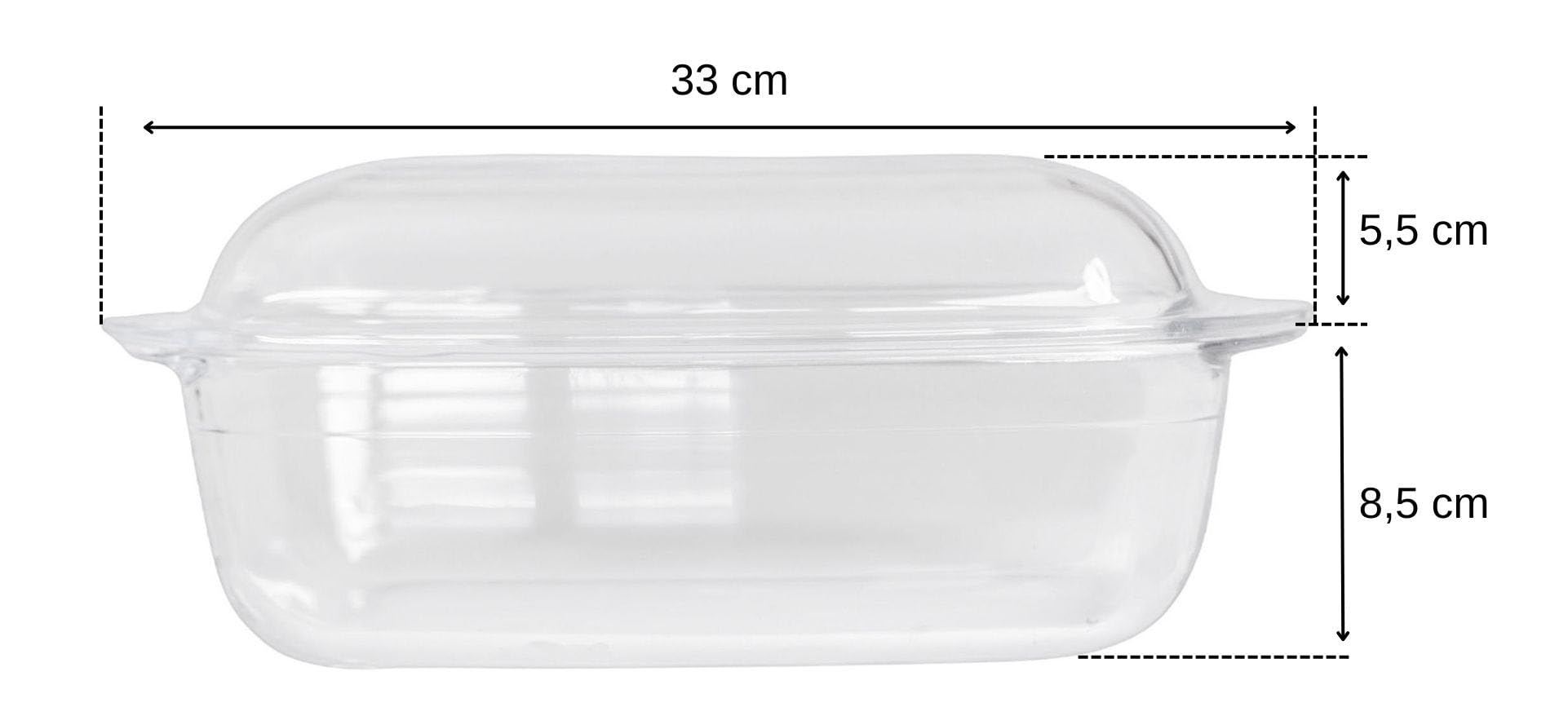 OMAGO® Naczynie żaroodporne prostokątne 4,4 l z pokrywką, duże szklane naczynie do piekarnika, forma do zapiekania mięsa i lasagne