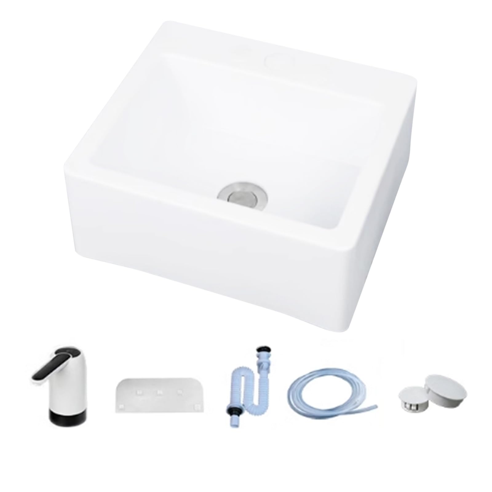 Mini lavabo de salle de bain en plastique pour caravane, camping-car, bateau,avec pompe,40x20x11cm/33.5x29x13cm(WxDxH),stable et résistant aux fissures,Blanc (B)
