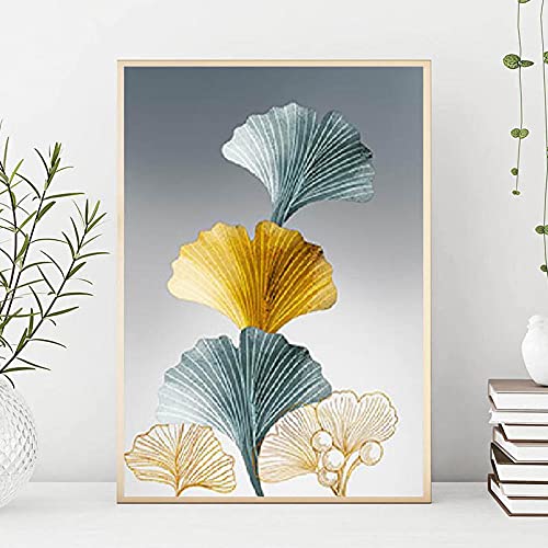 Goud Ginkgo Biloba Blad Plant Abstracte Canvas Schilderij Poster Nordic Muur Art Print Moderne Foto Woonkamer… - Image 4