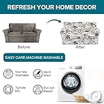 KRFOONN 3 Piece Stretch Sofa Couch Covers for 2 Cushion Couches Printed Sofa Loveseat Slipcover with 2 Separate Seat Cushion Covers Washable Sofa Slip Covers Furniture Protector (Loveseat, 27), Medium - Image 5
