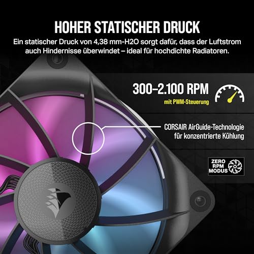CORSAIR iCUE LINK RX120 RGB 120mm PWM-Lüfter – Einzelpackung, Schwarz – Ansicht 5