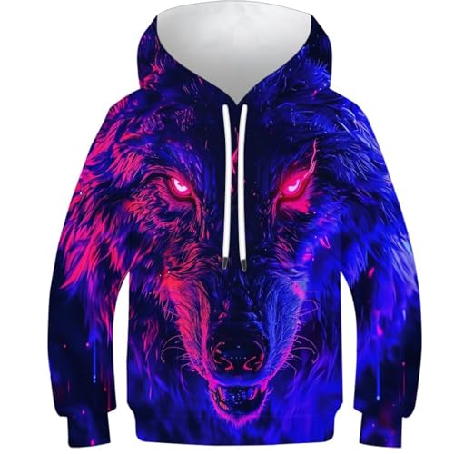 Sweat loup 3D ado fille garçon résistant au froid pour l'hiver