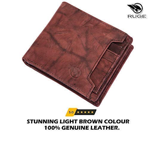 Image of RUGE Light Antique Brown Leather Men's RFID Wallet (RO-MD7A-65)