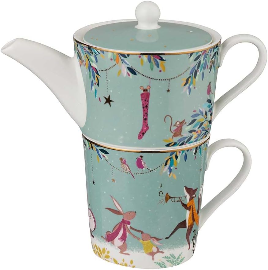 Sara Miller London Woodland Tales Tea for One, Merry Band, Green