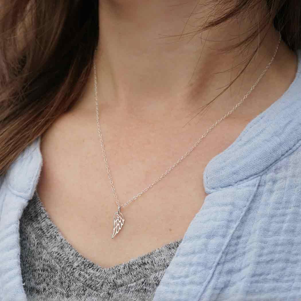 Sterling Silver Angel Wing Necklace – 18” Chain, Handmade Memorial Jewelry, Sympathy Gift for Loss - Image 2
