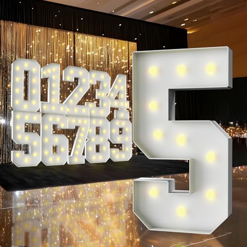 Chiffre mosaïque géant 5 de 91 cm pour décoration de chapiteau de fête