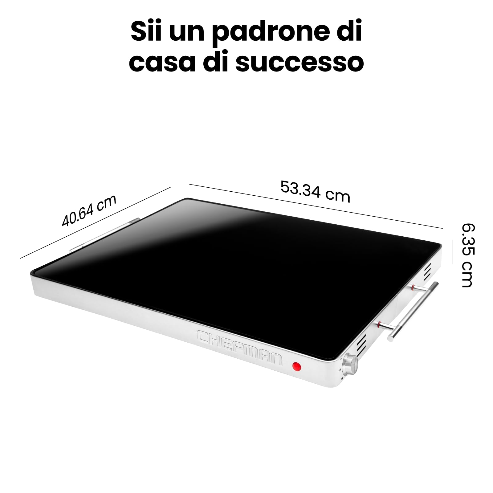 Scaldavivande elettrico Chefman con temperatura regolabile, perfetto per buffet, ristoranti, feste, eventi e cene a casa, superficie in vetro 25" x 18" per mantenere il cibo caldo – Nero