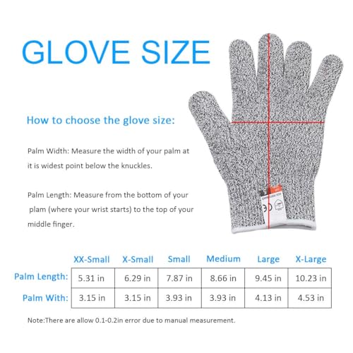 Image of Cut Resistant Gloves for Kids, XS(Ages 8-12) Food Grade Level 5 Protection Safety Kitchen Gloves for Cutting and Wood Carving, 1 Pair