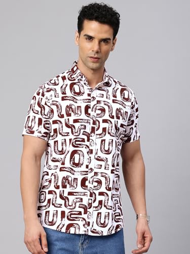 Image of Majestic Man Slim Fit Floral Printed Pure Cotton Casual Half Sleeve Shirt