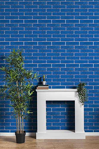 Image of DWELLSINDIA Blue Rough Bricks Self Adhesive Wallpaper, Waterproof, Scratch Resistant, Laminated (41 X 244 CM, Multicolour)