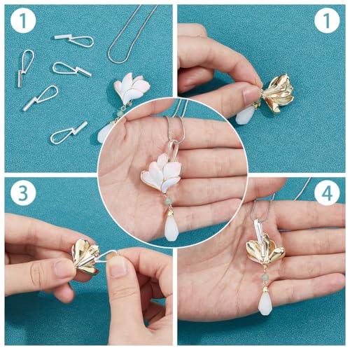 Image of SUPERFINDINGS 10Pcs Vertical Pin to Pendant Brooch Pendant Converters Silver Alloy Brooch Pin to Necklace Keychain Converters Tube Design with Bail Convert for Necklace Keychain Hair Rope