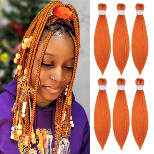 Ginger Orange Braiding Hair Pre stretched 16 Inch 6 Packs
