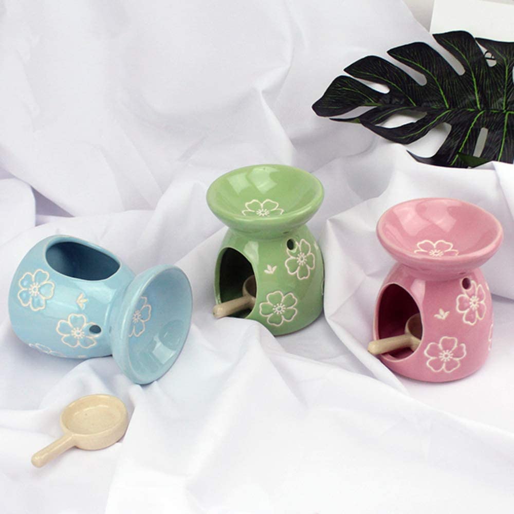 Aromaterapeutyczny palnik zapachowy Ceramiczny dyfuzor świecy olejowej Palnik woskowy, BlueJYRS ，Palniki do olejków eterycznych(Grün)