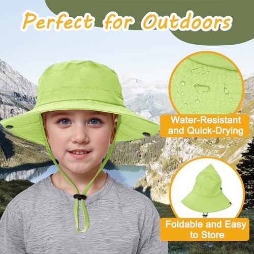 Image of Outdoor Kids Sun Hat UPF 50+ Quick Dry Foldable Bucket Hat Lightweight Adjustable Fishing Safari Hat for Girls and Boys