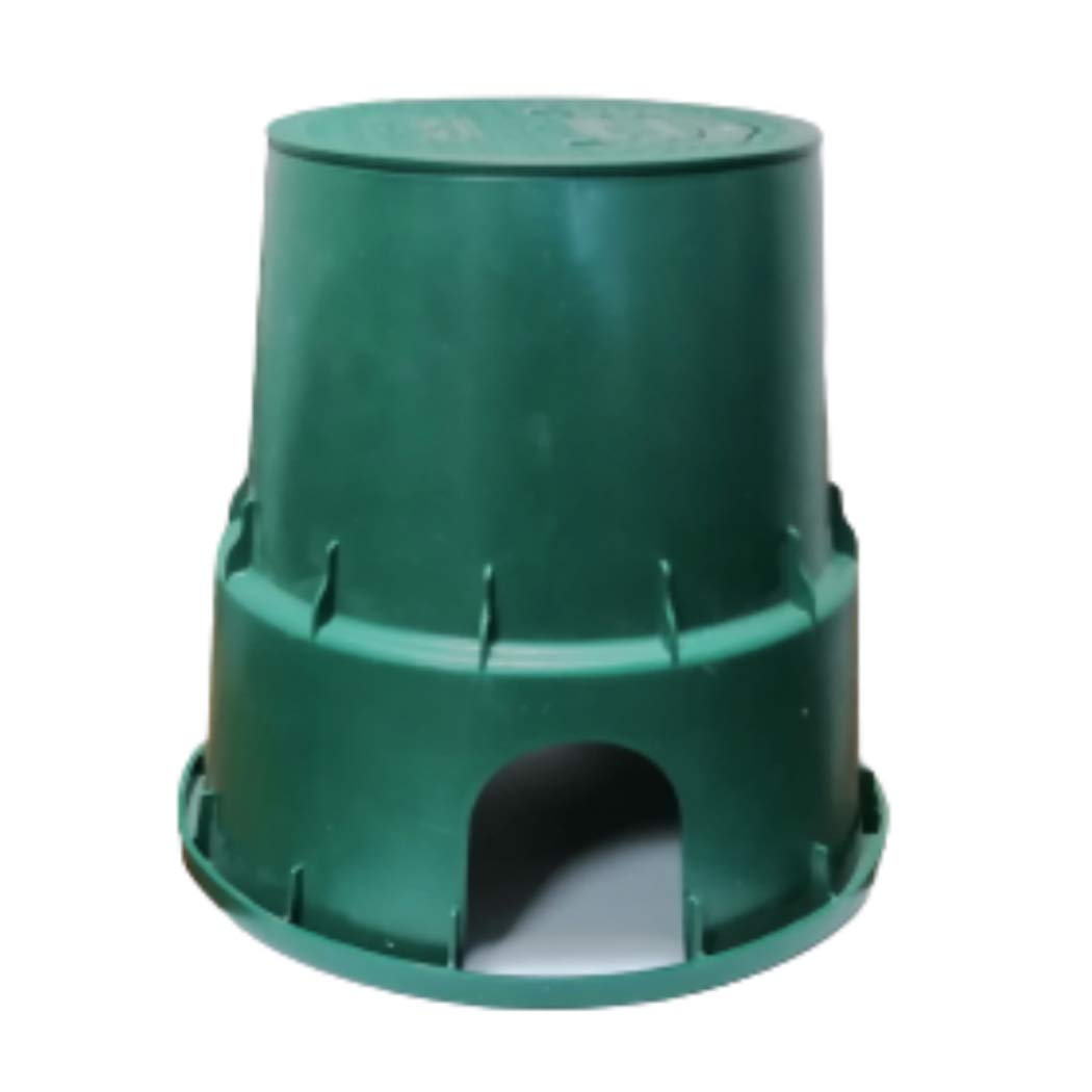 Royal Apex Irrigation Control Solenoid Valve Boxes Green, UV Treated to Protect from Decoloring, Cracking and Stronger Load Strength with Twist Lock Cover, Made in EU (Round Small)