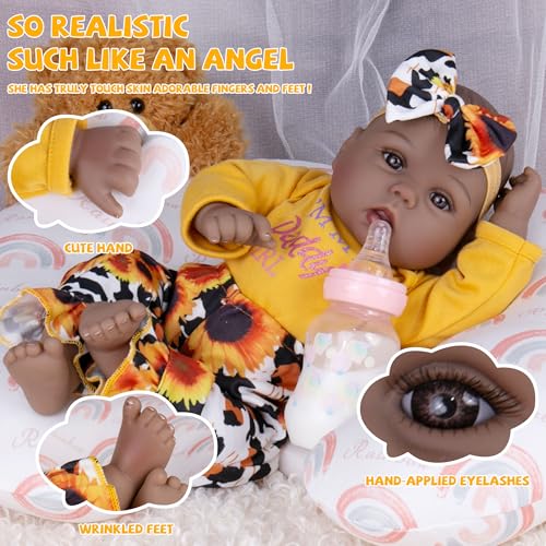 Milidool Muñeca Reborn Bebé Realista Negra 18 Pulgadas miniatura 6