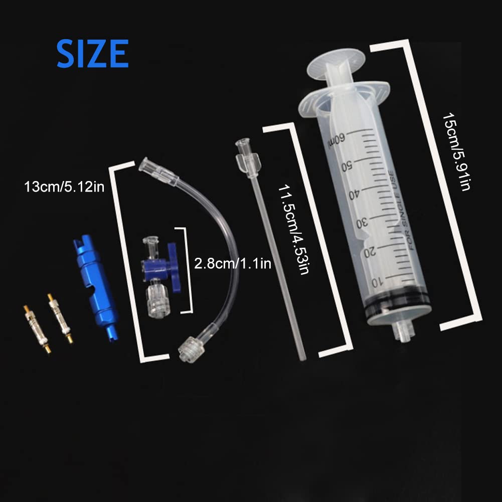 Siringa per Liquido Sigillante Tubeless,Biciclette Siringa per Liquido Sigillante,Tubeless Sigillante per Bicicletta e Strumento di Rimozione Valvola Kit Montaggio Tubeless,60ml,1 Set