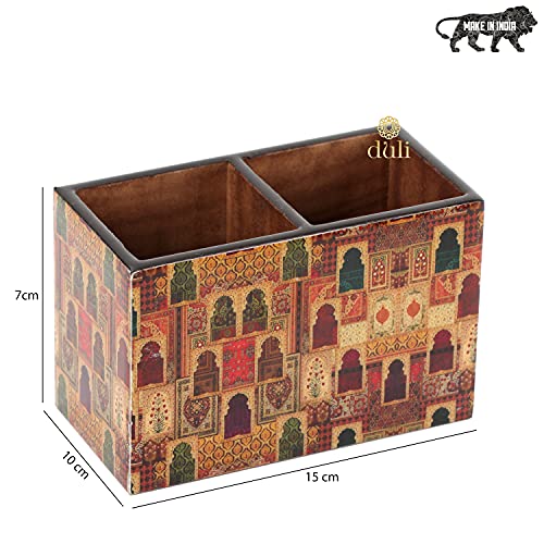 Image of DULI Engineered Wood Multicolorpurpose Stand, Cutlery Holder, Spoon Stand, Table Organizer With 2 Sections, Chammach Stand (10Cm X 15Cm, Jharoka), Utensils