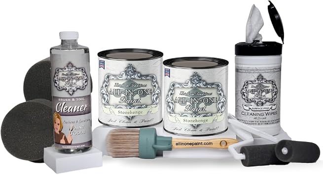 ALL-IN-ONE Paint by Heirloom Traditions, 2 Quart Cabinet Paint Bundle and Tool Kit - Stonehenge mid-tone greige