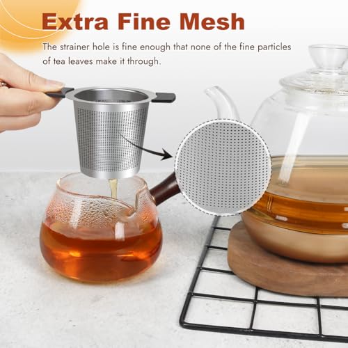 2PCS Tea Infuser for Loose Tea 304 Stainless Steel Strainer with Silicone Heat Proof Handles - Image 3