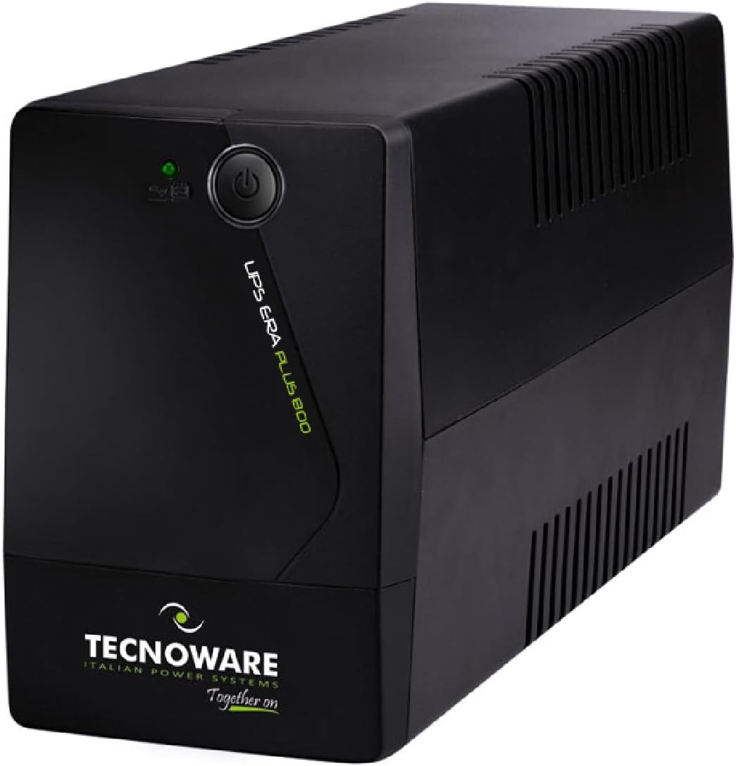Tecnoware Power Systems UPS 800VA UK for PC/Modem, NOT for Gaming/Console, ERA PLUS UPS, Protection against Blackouts and Voltage Fluctuations for PC, Modem, Video Surveillance, Cash Register