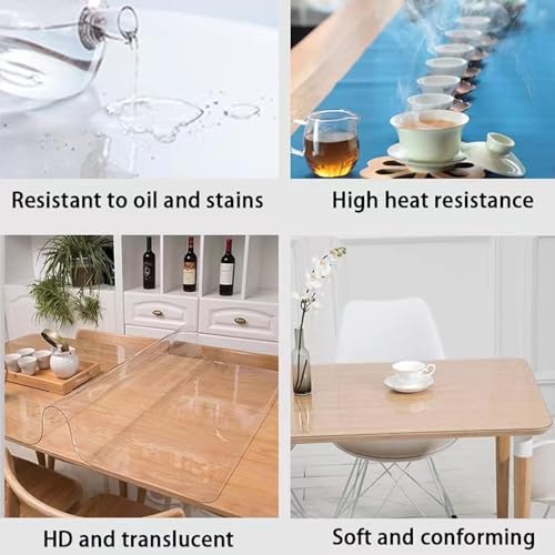 Toile cirée rectangulaire transparente lavable pour repas de famille et table propre - 5