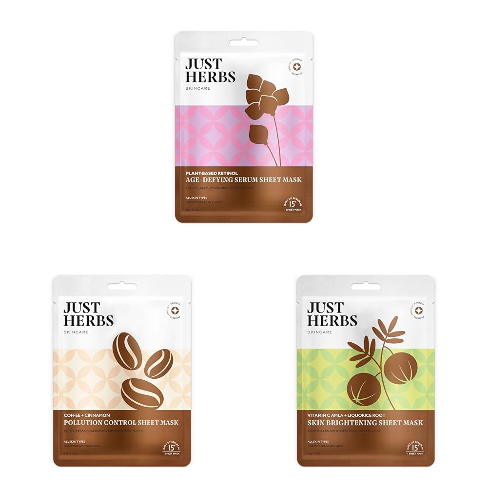 Just Herbs Sheet Mask Glowing Skin Serum Masks & Just Herbs Sheet Mask