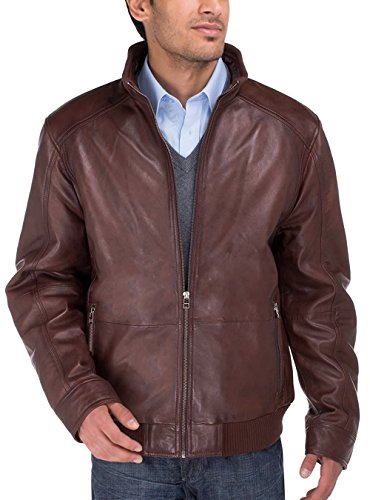 GN Luciano Men's Trim Fit Lambskin Leather Moto Jacket Vintage Washed2
