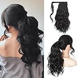 KooKaStyle Long Wavy Wrap Around Ponytail Extension Fluffy Clip in Synthetic Pony Tails Hair Pieces...