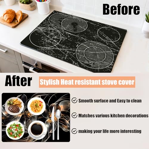 Image of Anti-Slip Electric Stove Top Cover, Foldable Heat-Resistant Glass Stove Top Cover Protector, Multi-Scenario Use Dish Drying Mat 30 inchx21 inch