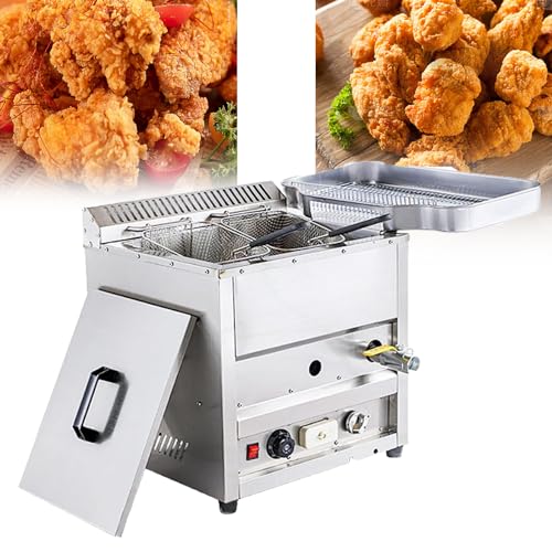 Gas-Fritteuse, Edelstahl-Aufsatz-Gasfritteuse, kommerzielle LPG-Gas-Fritteuse, Propan, LPG-Öl, Brattopf, Küche, Frittiermaschine, Snack-Fritteuse für Pommes Frites, Restaurantküche