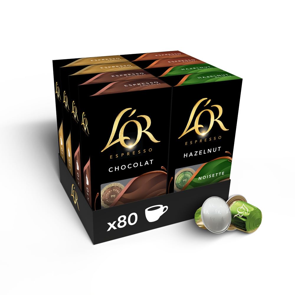 L'OR Flavours Café Surtido | 80 Cápsulas | Intensidades 5 a 8, Pack variado sabores, Compatible con máquinas Nespresso