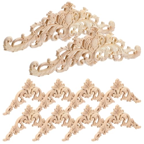 10 St&uuml;ck Holz Ornamente Stuckleisten Wand Ornamente f&uuml;r M&ouml;bel Ecke Onlay Applique M&ouml;be Geschnitzt Corner Holzornamente f&uuml;r M&ouml;bel 30 x 8 cm Holzschnitzerei Applikation