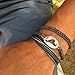 Woven Knot Friendship Bracelet for Men in Navy Blue Green and Gray w/Hematite Stones - Handmade Jewelry by Rumi Sumaq