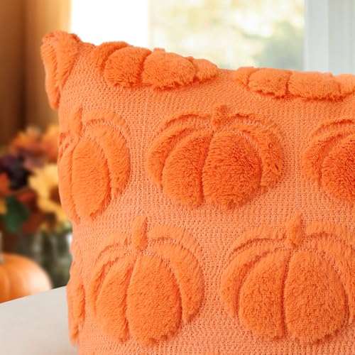 JOTOM Orange Pumpkin Fall Cushion Covers 40x60cm Soft Plush Faux Fur Autumn Thanksgiving Decorative Throw Pillow Covers Pillow Case for Home Bedroom Couch Sofa Decor (Orange) - Cosy Home Interiors JOTOM Orange Pumpkin Fall Cushion Covers 40x60cm Soft Plush Faux Fur Autumn Thanksgiving Decorative Throw Pillow Covers Pillow Case for Home Bedroom Couch Sofa Decor (Orange) - Image 3