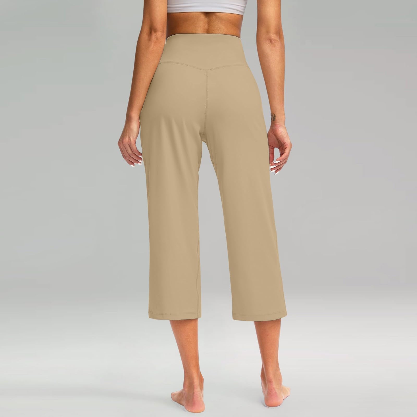 Pantaloni Capri Donna Yoga Vita Alta con Tasche, Pantaloni 3/4 Donna Estivi Elasticizzati A Gamba Larga con Coulisse, Pinocchietti Casual Leggeri per Fitness Passeggiata