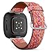 CJBROES Replacement Leather Watch Band, Compatible with Fitbit Versa 3 and Fitbit Sense of Wristband Bracelet Accessory - Watercolor Colorful