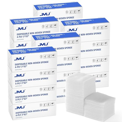 Image of JMU 4000 Gauze Pads 3x3, Sponge Non Woven 4-Ply Non-Sterile Dental Pads All Purpose Gauze