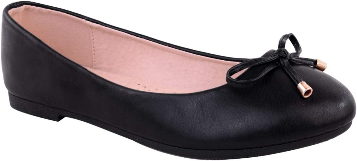 Womens Flat Pumps Ladies Girls Dolly Dollie Ballet Ballerina Work Smart Office Formal Comfort Bow Round Toe Slip On Flats Shoes